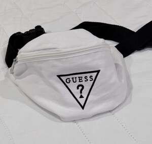 Guess Originals White Canvas Fanny Pack Waist Bag with Embroidered Logo
